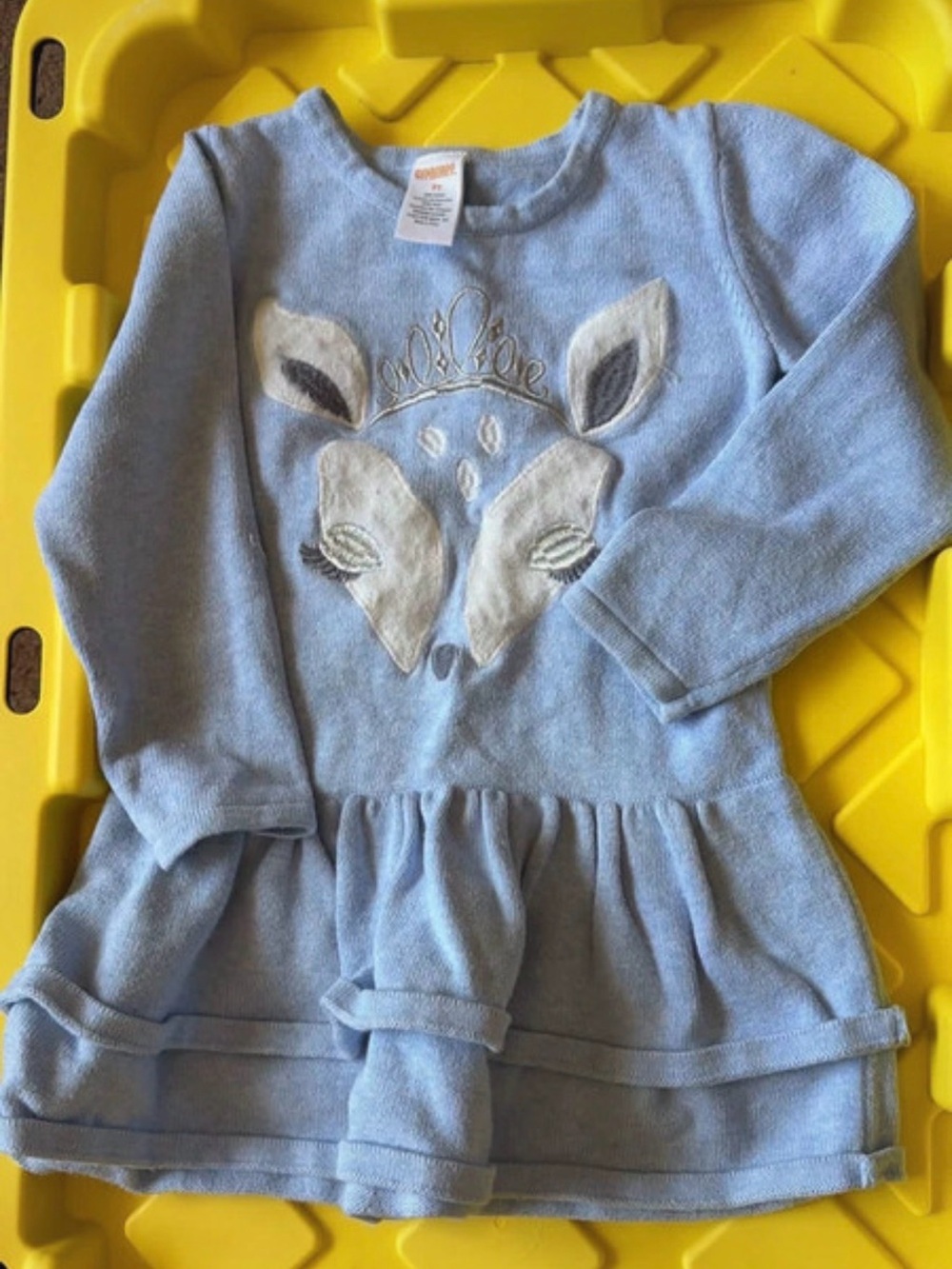 Garanimals Light Blue Deer Appliqué Knit Dress